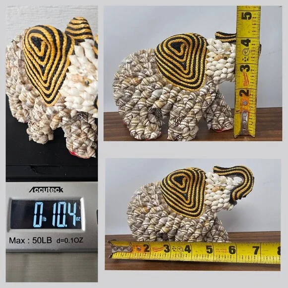 Sea Shell Encrusted Elephant Figurine Shell Covered Hand Made Statue Philippines - Picture 8 of 8